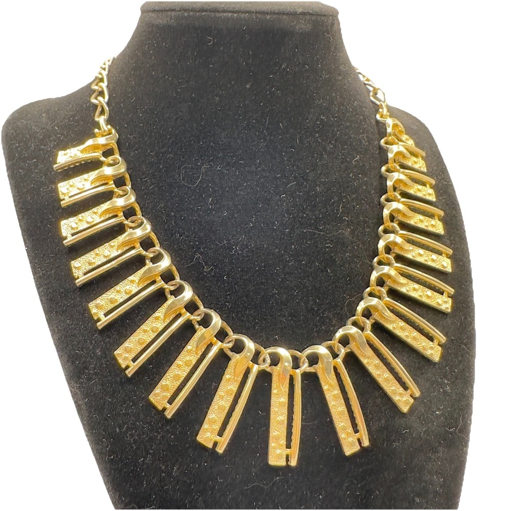 Vintage Emmons Necklace Gold Tone Choker Mid Century Adjustable Up To 17"